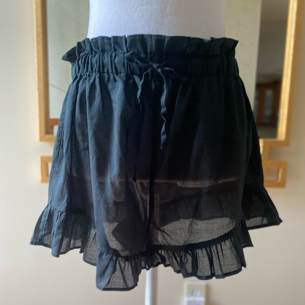 J Crew Cotton voile ruffle beach short black small - Picture 3 of 15